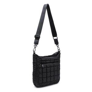 Aura Quilted Nylon Puffer Crossbody Bag Black